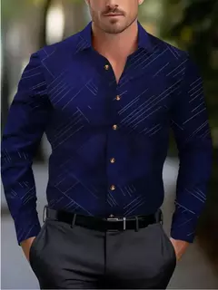 Camisa casual padrão meteoro de colarinho de botão masculino, macio e confortável blusa esportiva, tamanho XS-6XL, moda, novo