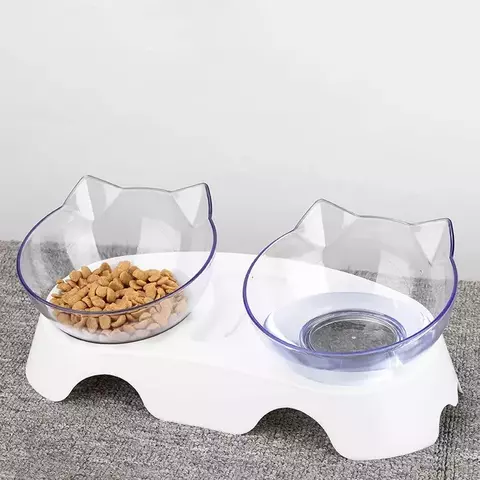Tigela dupla antiderrapante para gatos, tigela para cães com suporte para alimentação de animais de estimação, tigela de água para gatos, comida para animais de estimação, alimentador de cães, suprimentos de produtos