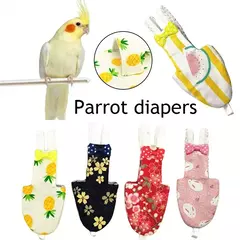 Fralda lavável de papagaio com gravata borboleta, fruta floral, calopsita, pombos, pequeno, médio, grande pet, roupa fofa - loja online