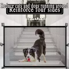 Cercas de barreira para cães de estimação, com 6 peças de gancho, rede isolada para animais de estimação, portão de escadas, novo cercadinho dobrável de malha respirável para cerca de segurança de cães