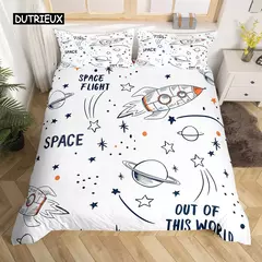 Conjunto de cama para meninos da aviação dos desenhos animados, astronauta Duvet Cover, Blue Sky Dream Quilt Cover, gêmeo, único, tamanhos duplos, fronha - comprar online