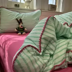 Imagem do Nordic Minimalista Estilo Duvet Cover Set, Quilt Bedding Set, Grey Strip Bed, 4 peças, Home Luxury Sheets