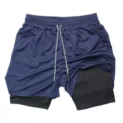 Calções masculinos de dupla camada para ginástica, secagem rápida, esportes, treino, jogging, deck duplo, 2 em 1, verão na internet