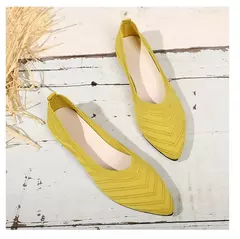 Sapatos baixos de dedo apontado para mulheres, Cor sólida, Sapatos de malha, Mocassins casuais, Sapatilhas respiráveis - Wolf Magazine