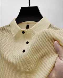 Imagem do Camisa polo manga curta masculina, top respirável, solta, cor sólida, alta qualidade, moda casual, verão