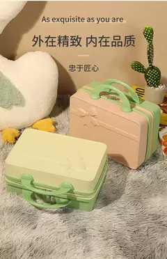 Mini saco cosmético portátil, caixa de armazenamento leve, bagagem de rolamento Mini caso do curso, cor doce, presente do curso, 14";;VERDADEIRO;;"Bloqueio de 14 polegadas sem senha,Vermelho grande