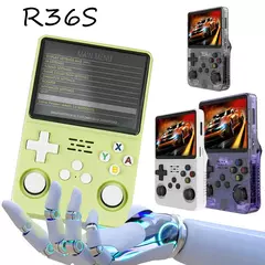 R36s console de jogos portátil, tela ips de 3.5 espaços, 128g, clássico, retrô, sistema arkos, portátil, bolso, reprodutor de videogame