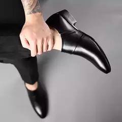 Imagem do Sapatos de couro de luxo masculino, vestido formal, sapatos Oxfords masculinos, casual de negócios, festa de casamento, trabalho de escritório, masculino, plus size