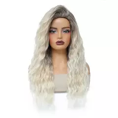 Perucas de cabelo longo encaracolado para mulheres 28 Polegada preto onda de água parte livre peruca sintética resistente ao calor fibra onda peruca cosplay uso diário na internet
