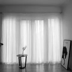 Cortinas transparentes de tule para sala de estar, cortina transparente para janela, haste de bolso, painel de quarto, decoração de tecido na internet