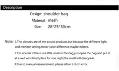 Bolsa de malha de grande capacidade feminina, pacote viagem praia, bolsa de ombro única, bolsa feminina, design Hollow Out, moda na internet