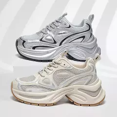CLAIAMI sapatos de couro femininos, calçados esportivos casuais, leves, sola macia, antiderrapante, tênis de borracha para senhoras