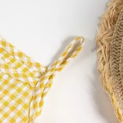Macacão xadrez sem mangas para bebês, macacão recém-nascido, roupa de uma peça infantil, verão na internet