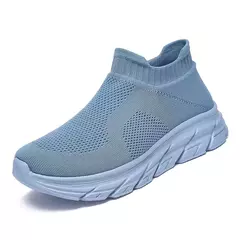 Tênis de corrida respirável masculino e feminino, calçados esportivos leves, tênis slip-on, meias da moda, tamanho grande 46, venda quente