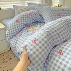 Conjunto de cama para meninas, capa de edredão, folha plana, fronha, sem enchimento, roupa de cama, macia, gêmea, completa, queen size, 3, 4pcs - Wolf Magazine