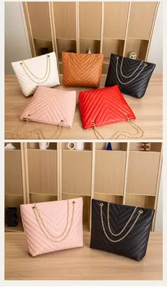 Bolsa de ombro de corrente bordada casual para mulheres, padrão V, lingge, bolsa de compras portátil, nova moda na internet