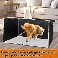 Suporte para almofada de xixi de cachorro com paredes altas, caixa de proteção contra respingos de cachorro, fácil limpeza, cerca de vaso sanitário ajustável para animais de estimação 600d para ambientes internos e externos