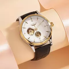 Relógio de pulso mecânico automático masculino, relógio estilo elegante, esqueleto de roma - loja online