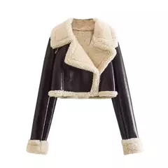 Jaqueta vintage de zíper frontal feminina, gola lapela, mangas compridas, roupas chiques femininas, monocromáticas, moda senhora - Wolf Magazine