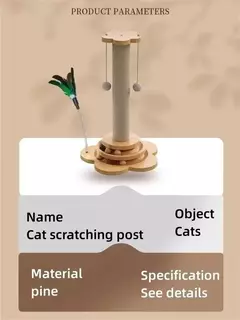 Mesa giratória de sisal de madeira maciça para gatos, coluna para arranhar gatos, bastão para provocar gatos, placa para arranhar gatos, vertical, durável e sem cair