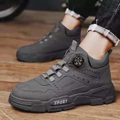 Bota de motocicleta masculina com botão giratório, plataforma de cano alto, tênis casual, botas de carga ao ar livre, novo, 2022 na internet
