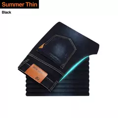 Jeans estilo clássico irmão Wang masculino, casual, stretch, fino, calça jeans, azul claro, calça preta, marca masculina na internet