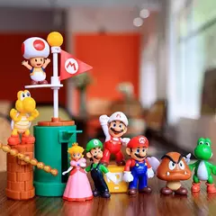 12 pçs super mario bros figuras de ação pvc bonito brinquedo boneca bonito criança decoração luigi yoshi bonecas modelo conjunto para crianças presente aniversário