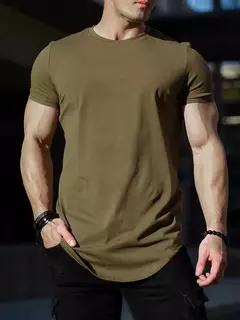 Camiseta masculina de algodão manga curta, musculação, Athleisure, treino, camisa esportiva de ginástica, tops de alta qualidade, verão - loja online