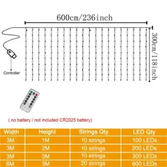Festoon LED Light Curtain para decoração de casa, luzes de fadas, guirlanda para quarto, ano novo, casamento, decorações de Natal - loja online