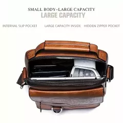 Bolsa de Ombro de Couro PU para Homens, Bolsas Crossbody, Business Flap, Mala Mensageiro Sólida Masculina, Bolsa de Viagem para iPad, 9.7 ", Brand - loja online