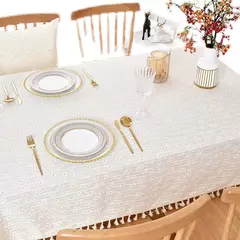 Toalha De Mesa De Mistura De Algodão Impresso Floral, Lavável Farmhouse Table Cover, Bege, Festa De Casamento, Sala De Estar, Decoração Do Chuveiro Do Bebê na internet