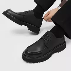 Imagem do Sapatos casuais de couro grande para homens, plataforma preta original, fundo grosso, sapatos de cavalheiro, sapatos de segurança ao ar livre