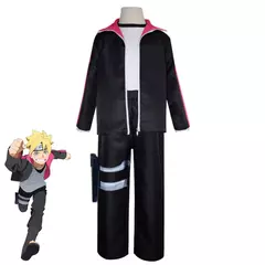 Anime uzumaki boruto cosplay traje ninja preto mangas compridas casaco calças peruca adulto crianças homem mulher halloween carnaval terno - comprar online