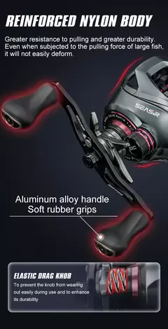 Imagem do SEASIR DCAST DC Baitcasting Carretel de pesca Controle digital longo elenco arruelas de carbono engrenagens de latão 7.3:1 7 + 1BB Max Drag 8.5kg