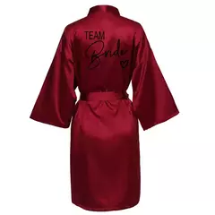 Kimono cetim pijama com letras pretas, dama de honra roupão, Wedding Party Team Bride Robe, SP003 - loja online