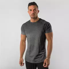 Camiseta masculina de algodão de manga curta, tops lisos, musculação T, corredores musculares, roupas de ginástica masculina, camisa slim fit, camisa fitness - comprar online