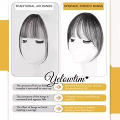 Yelowtim peruca meio-parte franja extensões de cabelo clipe na testa natural sem costura francês oblíquo franja oito caracteres - loja online