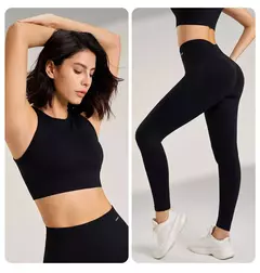 Conjunto de roupas de yoga feminino cintura alta leggings e topo duas peças sem costura roupas de exercício de fitness roupa interior de treino de fitness na internet