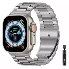 Imagem do Bracelete de Aço Inoxidável para Apple Watch, Pulseira de Luxo, Série 6, 5, 4, 3, 2, SE, 44mm, 42mm, 40mm, 45mm, 41mm, ultra 2, 49mm