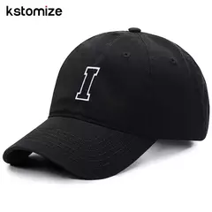 Imagem do Boné bordado de algodão macio, letra inicial A-Z Snapback Caps para homens e mulheres, elegante equipe esporte viseiras, preto, alta qualidade
