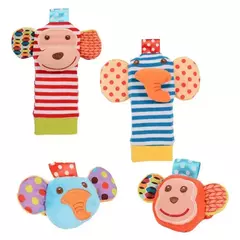 Brinquedos chocalho dos desenhos animados do bebê, brinquedos macios do luxuoso, conjunto chocalho do pulso do pé, desenvolvimento recém-nascido, brinquedos educativos para crianças, 0-24 meses na internet