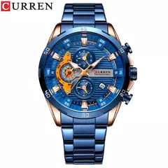 CURREN-Relógios masculinos de aço inoxidável, moda criativa, mostrador luminoso com cronógrafo, relógios de pulso casuais masculinos, relógio - Wolf Magazine