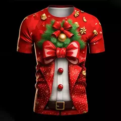 Feliz Natal dos homens camiseta estampada, mangas curtas, top Harajuku unissex, camiseta gráfica de Papai Noel, moda 3D - Wolf Magazine
