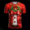 Feliz Natal dos homens camiseta estampada, mangas curtas, top Harajuku unissex, camiseta gráfica de Papai Noel, moda 3D