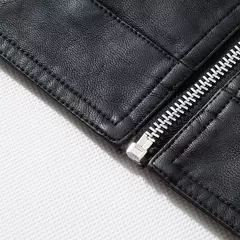 Falso PU couro moto jaqueta dos homens, casacos masculinos, outwear, preto, marca