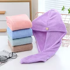 Toalha de cabelo comprido de secagem rápida para mulheres, boné de banho macio com microfibra, chapéu de banho - comprar online