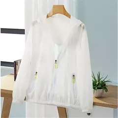 Casaco protetor solar com capuz feminino, roupa com protetor solar ao ar livre, à prova de ultravioleta, casaco fino respirável, curto corta-vento feminino, verão, novo, 2022