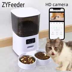 Alimentador automático para animais de estimação, 5l, com câmera, alimentador automático para gatos, dispensador inteligente de comida para cães, temporizador wi-fi, tigela de alimentação de aço inoxidável (sem plugue 5v 2a)