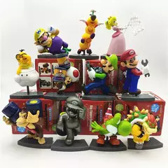 Super Mario Action Figures com Caixa, Modelo Brinquedos, Presente de Natal, 11 peças por conjunto
