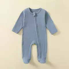 Macacão infantil de zíper de manga comprida, pijama sólido, algodão orgânico, sleepsuits waffle, macacão meninos e meninas, 100% algodão na internet